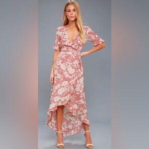 Lulu's Pink Floral Maxi Dress